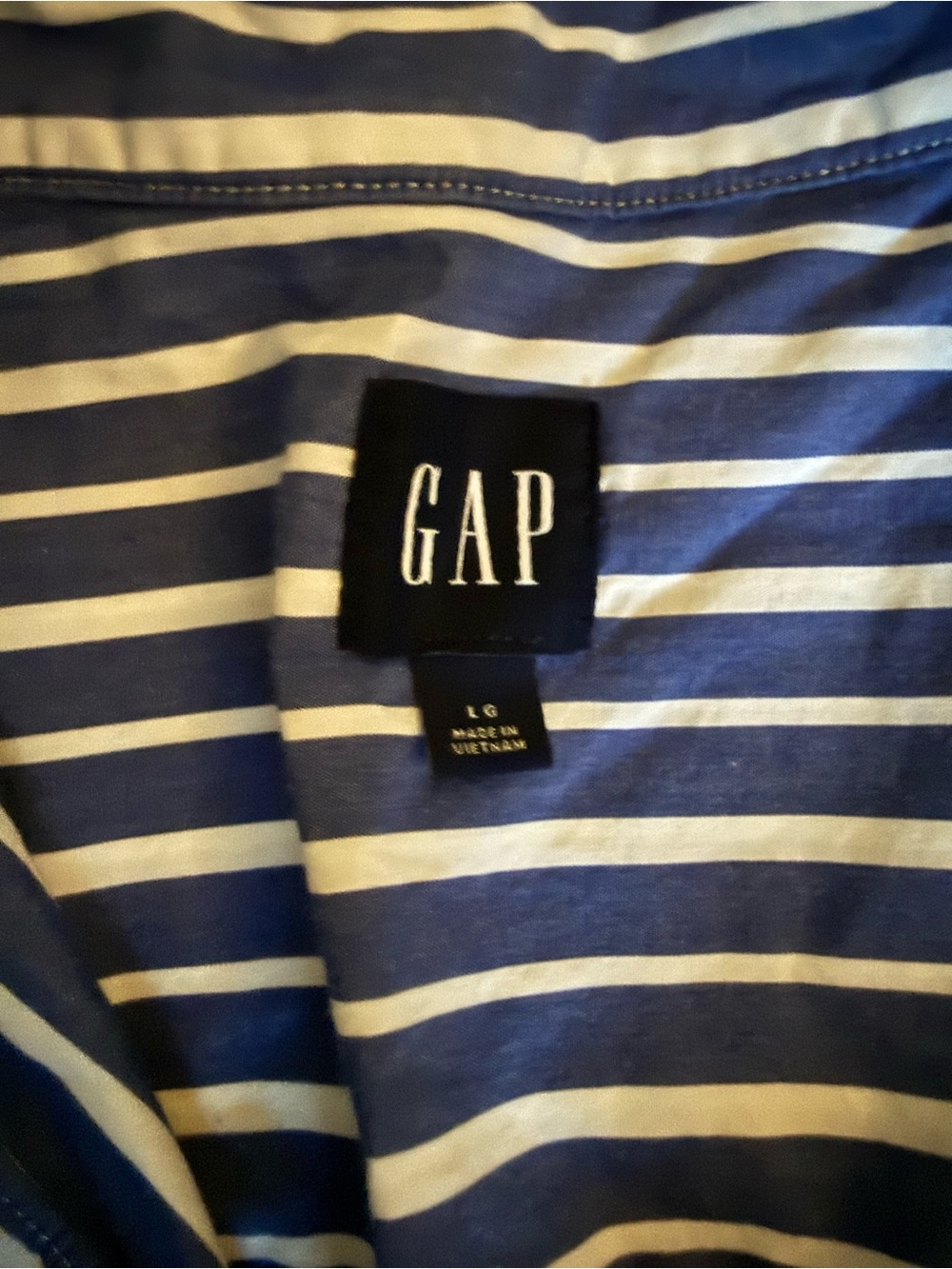GAP Blue and White Striped Midi Shirt Dress, 100% cotton, size Large, pockets - Picture 4 of 9